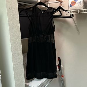 black urban outfitters dress with mesh top and built in black bralette